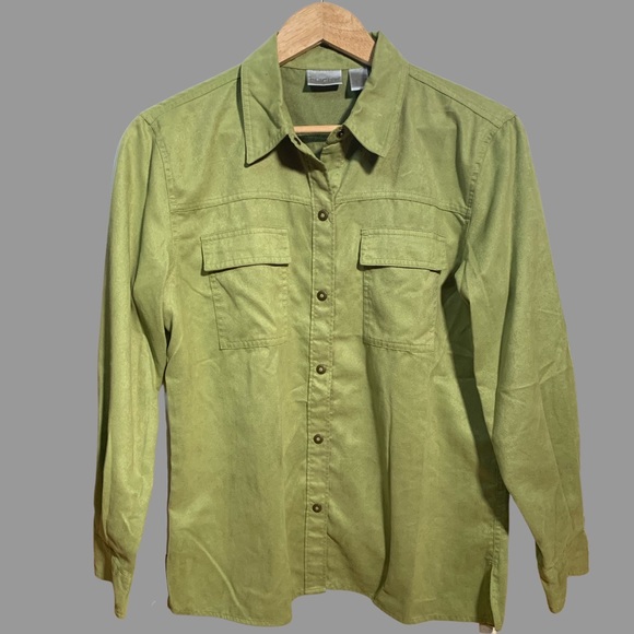 Chico’s chartreuse snap front long sleeve shirt - Picture 3 of 4